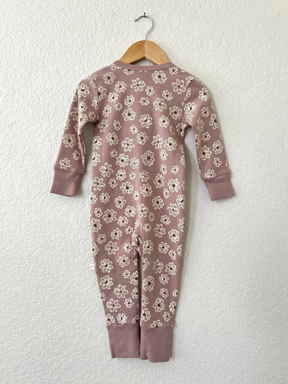 Makemake Organics Sleeper 18-24M Mauve Floral Two Way Zip Organic Cotton NWT
